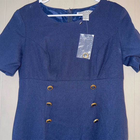 Stephanie Andrew's Women's Size 10 Deadstock Vintage Dress Gold Button Nautical - Picture 3 of 6